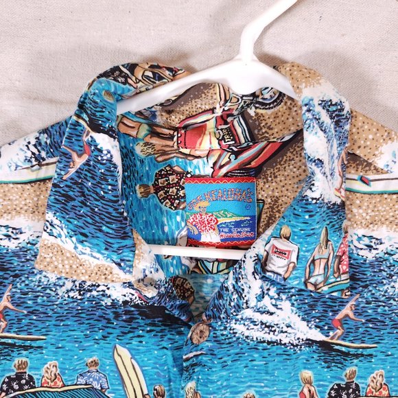 Joe Kealoha Hawaiian Button Shirt Mens Large Retro Cars Surfboards Beach Vacay - Picture 7 of 13